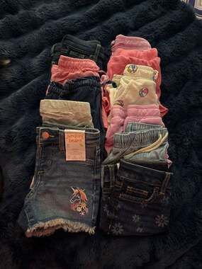 11 pairs of shorts-Large Toddler Girl Shorts Bundle Including Jumping Beans Unic